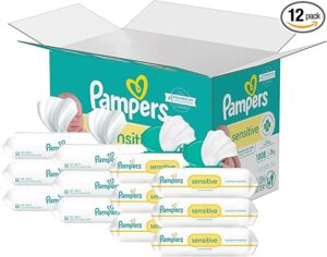 Pampers Sensitive Baby Wipes, Water Based, Hypoallergenic and Unscented, 8 Flip-Top Packs, 4 Refill Packs (1008 Wipes Total)