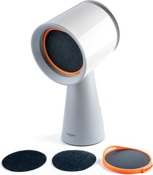 BREETEE Portable Range Hood Kitchen–5-Layer Filter Compact Desktop Exhaust Fan, Powerful 3-Speed Smoke Removal, Low Noise Countertop Range Hood, Oil Cup, for Apartments, Dorm, RV, Indoor BBQ–Off-white