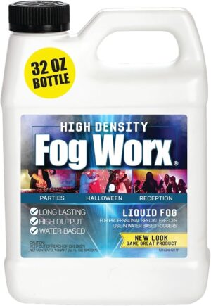 FogWorx Extreme High Density Fog Juice - Quart – 32 Fluid Ounces of Long Lasting, High Output, Odorless Water Based Machine Fluid for 400 to 1500 Watt Machines