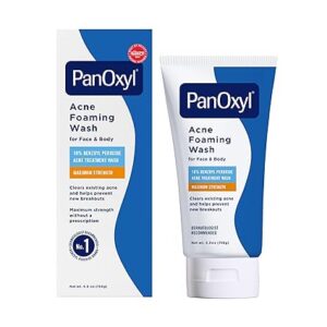 PanOxyl Acne Foaming Wash Benzoyl Peroxide 10% Maximum Strength Antimicrobial, 5.5 Oz